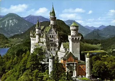Castelo Real de Neuschwanstein — vista panorâmica — editor J. Härtl, série n°1