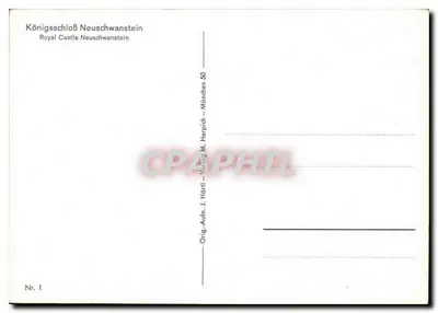 Castelo Real de Neuschwanstein — vista panorâmica — editor J. Härtl, série n°1 — Verso