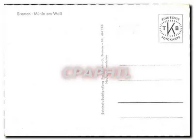Bremen - Mühle am Wall — editor TKB, n° 424 — Verso