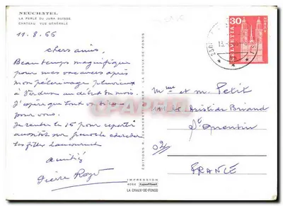 Neuchâtel — Perła Jura, ogólny widok zamek — Wydawnictwo R. Jeanneret, La Chaux-de-Fonds — Rewers