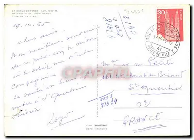 La Chaux-de-Fonds — Wieża Gare — Wydawnictwo Jeannefot — Rewers