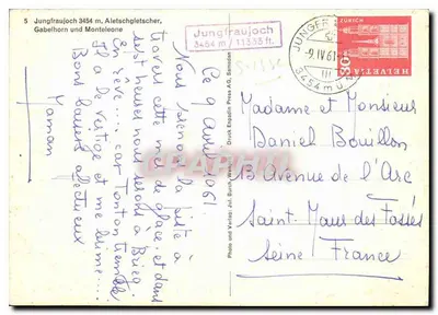 Jungfraujoch — lodowiec Aletsch, Gabelhorn — Jungfraujoch Press AG, nr 5 — Rewers