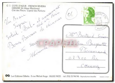 Grasse — Widok wsi z mimozami — Wydawnictwo Gilletta, nr 7 — Rewers