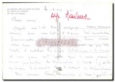 Rua típica — Alto de Cagnes — Edição Y. P. A. N. 53 — Verso