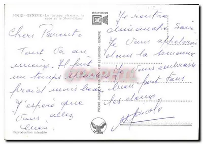 Genebra — O navio «Itália» e o Monte Branco — Edições Coloris — Verso
