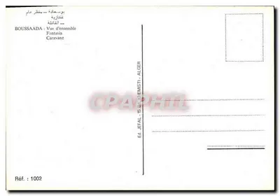 Boussaada — Vista geral Fantasia — Ed. Jefal, Argélia, n° 1002 — Verso