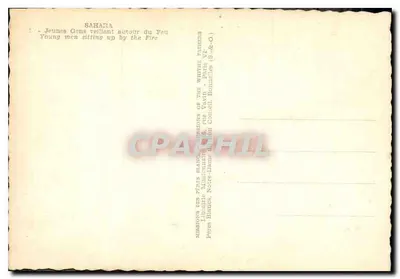 Sahara — Jóvenes hombres velando alrededor del fuego — Librairie des Pères Blancs, París — Reverso