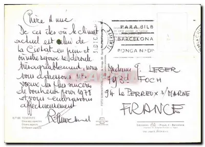 Tenerife — Różne aspekty — Wydawnictwo Piqué, Barcelona, N° 86 — Rewers