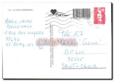 Lazer em NORMANDIA — Bilhete postal antigo n°116 — Editores ARTAUD Frères — Verso