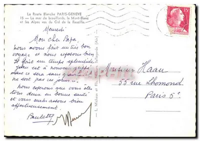 O mar de neblina, o Mont-Blanc e os Alpes vistos do Col de la Faucille — L. Michaux e Fils, Bellegrande (Ain) — Verso