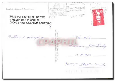 Prowansja — krajobraz z młyном wiatrowym, fontanną i polami róży — Wydawnictwo G.A.L. — Rewers