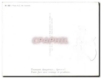 Zakryta droga — niebezpieczny zakręt — Foto K.C. (Pan Laurent) nr 263 — Rewers