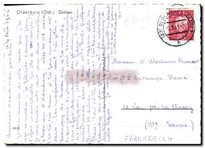 Paisagem de lago com canas e salgueiros — Oldenburg (Oldb.) — editor desconhecido, número de série não visível — Verso