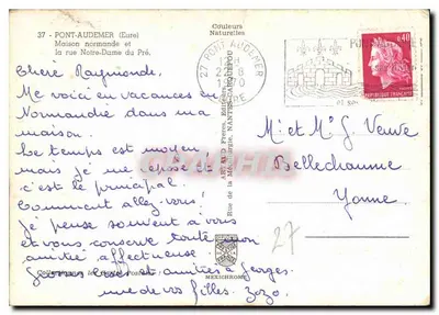 Casa normanda e a rua Notre-Dame du Pré — Pont-Audemer (Eure) — Cores Naturais — Verso