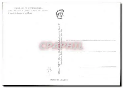 Versajles i jego cuda — Basen Apollona i Tapis Vert w tle — Wydawnictwo Guy, nr 5719 — Rewers
