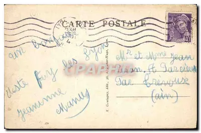 LYON — Pomnik Dzieci Rzeka Rhône, wejście do Parku — X. Gautony, wyd. 36, Victor-Hugo, Lyon — Rewers