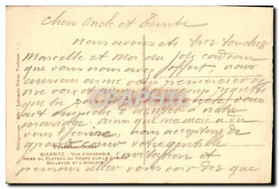 Biarritz — Ogólny widok z plateau wieży morskiej na kasyno i Atalaye — Hélio 82 — Rewers