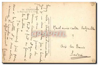 Lourdes — Bazylika i miasto — Wydawnictwo Wielkiego Sklepu - Lourdes — Rewers
