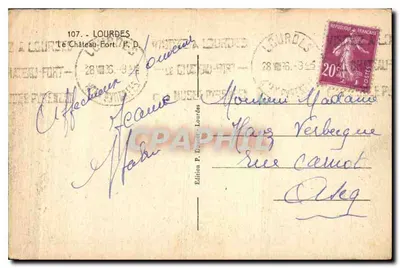 O Castelo-Fortaleza — Lourdes — Edição P. Douet, Lourdes, n°107 — Verso