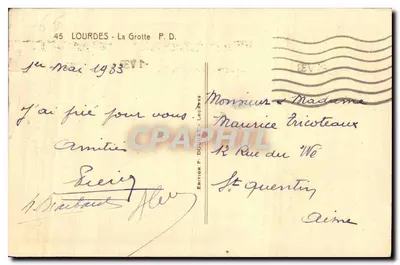 Lourdes — Grotta — Wydawca P. Douillet, n°45 — Rewers
