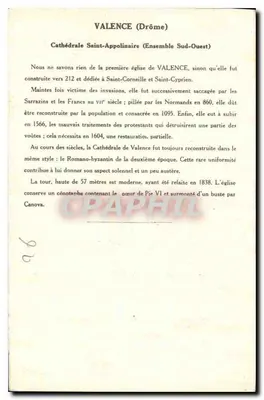 Katedra Świętej Appolinary — Zespół Środkowo-Zachodni — Valence (Drôme) — Kolekcja Solution Pautaubege, 4. seria — Rewers
