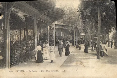 Stara pocztówka Vichy Park Jedna Otwarta Aleja