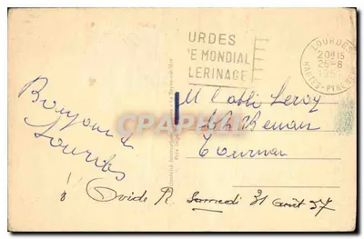 Bernadette wracająca z Bartrès przed wieczorem pojawień — S. Härmann, Lourdes, Lipiec 1934 — Rewers