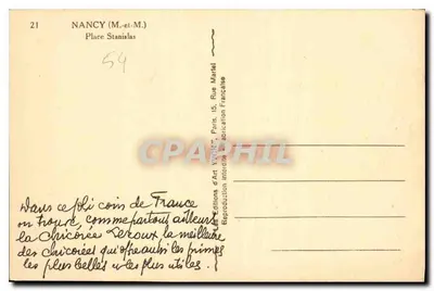 Place Stanislas — Nancy — Uitgever Yvon, n°21 — Achterkant