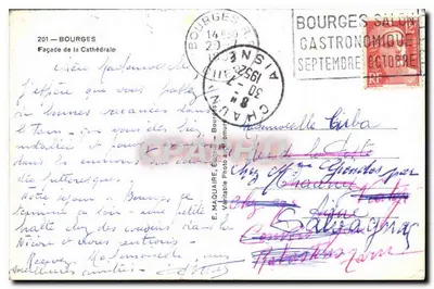 Bourges — Façada katedry — E. Maquaire, Wydawca — Rewers