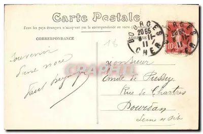 Bourges — Widok panoramiczny ogrodu i dawnego Pałacu Arcybiskupa — wydawca Vidal (nr 408) — Rewers