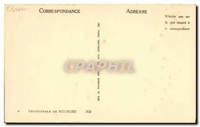 Katedra w Bourges — widok wieży i fasady — wydawca Levy & Neuroulin, nr 6 — Rewers