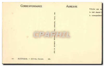 Widok na zamek w Bourges — wydawca Hôtel Cujas, nr 80 — Rewers