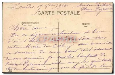 Lourdes — Verschijning van Onze Lieve Vrouw — Uitgever C. Gouanet — Achterkant