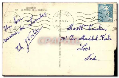 Lourdes — La Grotta e la Basilica — Edizioni « Pyrénées-Océan » — Verso