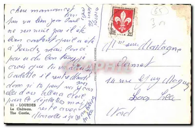 Lourdes — Zamek — Wydawca Lourdes, nr 51 — Rewers