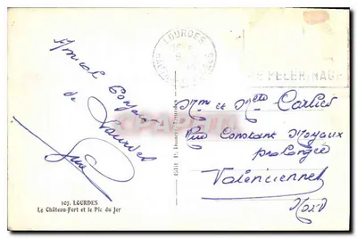 Lourdes — Zamek-Fert i Góra Jer — Wyd. P. Doucet, Lourdes, nr 107 — Rewers