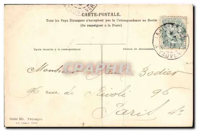 Pejzaż rzeczny — Paryż — Wydawca C.F. Paris, seria 831 — Rewers
