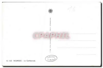 Bourges - Katedra — widok fasady — wydawca F. Richard, n° LL.162 — Rewers