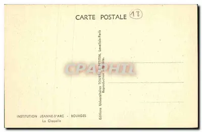 Widok wnętrza kaplicy — Kaplica — Wydawnictwo Jeanne d'Arc, Bourges — Rewers