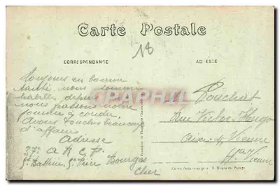 Bourges — Pałac Jacques-Cœur, widok z Placu Berry — Wydawnictwo regionalne J. Pouverier — Rewers