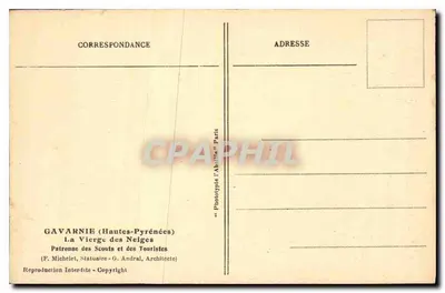 Gavarnie — La Vergine delle Nevi — L'Abéille, Parigi — Verso