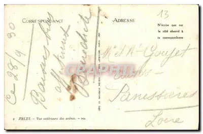 Arles — Widok z zewnątrz aren — Wydawca: N. Rue JETELIER, PARIS — Rewers