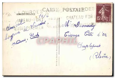 Lourdes - Bazylika i Pomnik Interallijski widziane z Cytadeli — wydawca: Éd. Grands Magasins de la Chaine, n°38 — Rewers