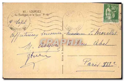 Lourdes — Bazylika i Gave — Wydawnictwo P. Doucet — Rewers