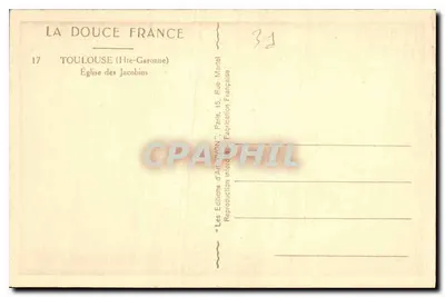 Toulouse (Hte-Garonne) — Igreja dos Jacobinos — Edições d'Art Yvon, Paris — Verso