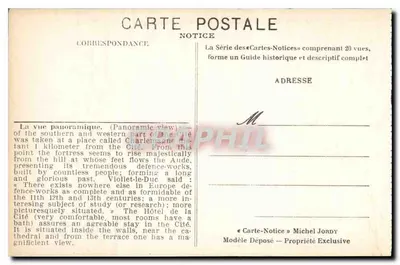 De Cité van Carcassonne — Panoramische uitzicht — Notitie — Achterkant