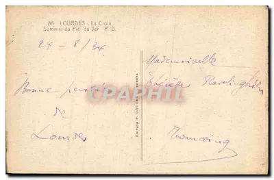 Lourdes - La Croix — Top van het Pic du Jer — Uitgave P. Doucas — Achterkant