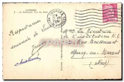 Lourdes — Bazylika widziana z Fortu — Éditions Lourdes — Rewers