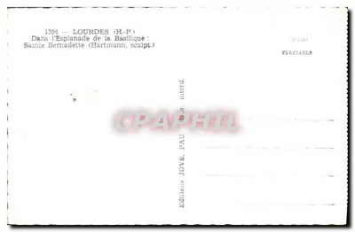 Święta Bernadetta — figura na Esplanadzie Bazyliki — Wydawnictwo JOVE, PAU — Rewers