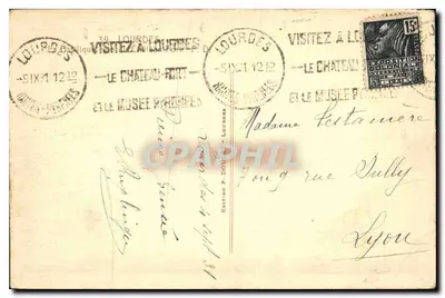 Lourdes — Zamek i Muzeum Pyrenajska — Wydawnictwo P. Douzé, nr 6 — Rewers